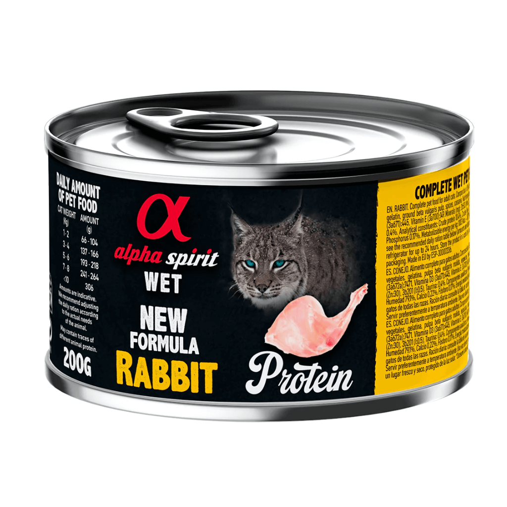 Alimento húmedo de conejo de Alpha Spirit para gatos