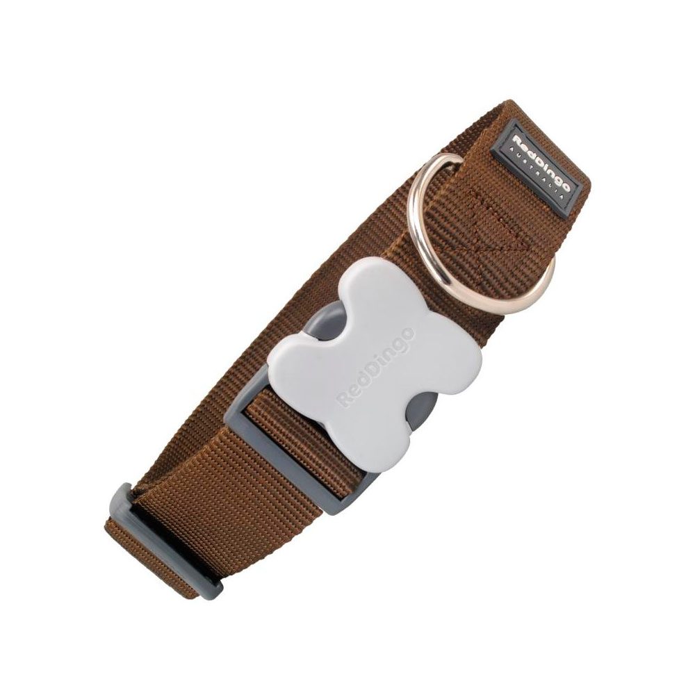 REDDINGO Collar Liso Marrón Extra Ancho con Cierre de Seguridad