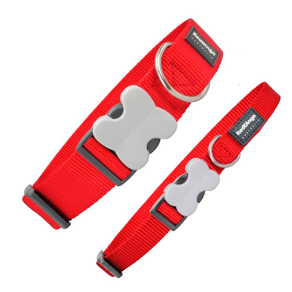 REDDINGO Collar Liso Rojo Extra Ancho con Cierre de Seguridad T-XL 40mm x 50 – 80cm