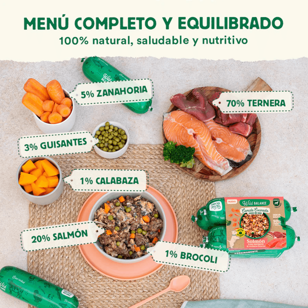Comida Cocinada de Salmón y Ternera para Wild Balance perros - Imagen 2
