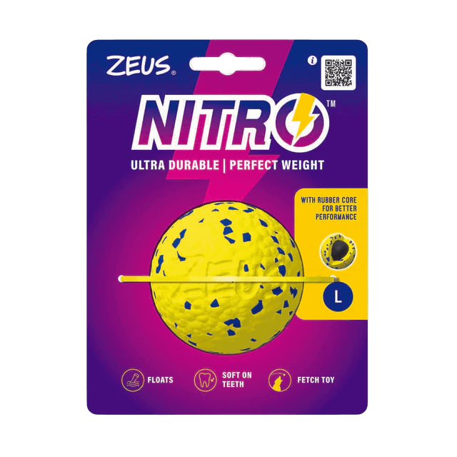 Zeus Nitro Pelota | Juguete de Goma Flotante para Perros | Duradera, Ligera y Resistente a Mordidas